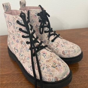 Floral Lace-Up Ankle Boots